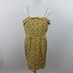 Luna by Josandra Dress M Bird‎ Yellow Gray …